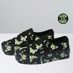 VANS Women's Size 7.5 Platform Black Morphe Blackout Butterfly Eye Glow Dark